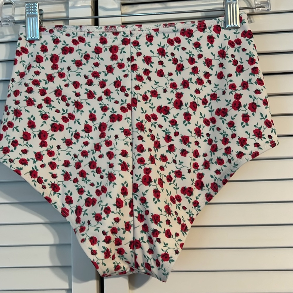 Reformation White/Red Floral High-Waisted Bikini Bottoms size XSmall - Picture 7 of 12